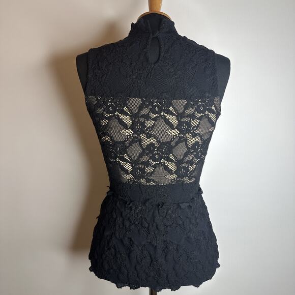Vintage Y2k Nightcap Rare Black Lace Mock Neck Tank Top Sz 2 Small Whimsigoth - Picture 7 of 16